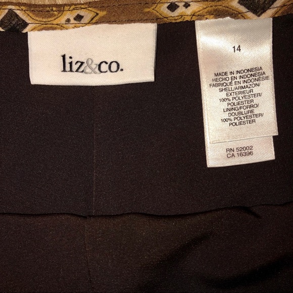 LIZ & CO—WOMEN’S PLUS—BROWN & IVORY BOHO/BUBBLY PRINT FULLY LINED SKIRT!! - Picture 5 of 6